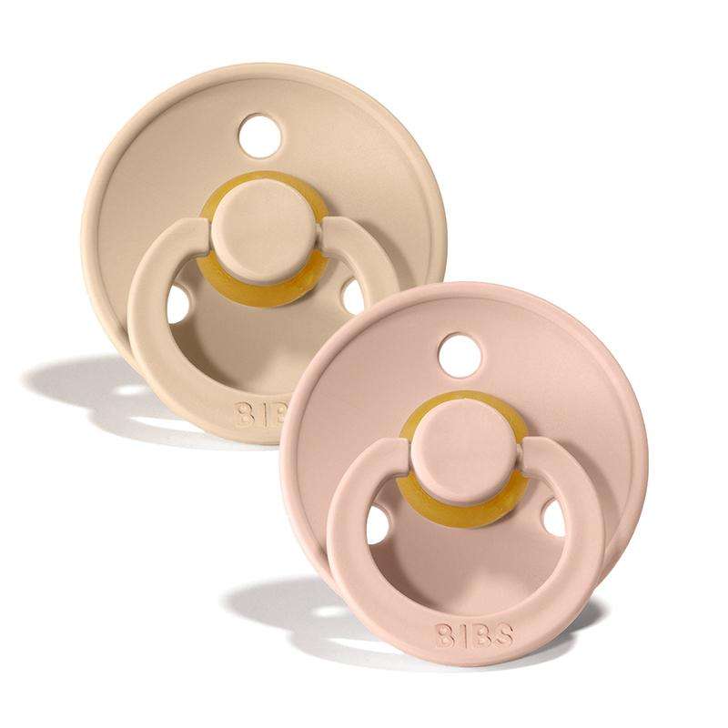 Bibs Rund Colour Napp - 2-Pack - strl. 1 - naturgummi - Vanilj/Blush 