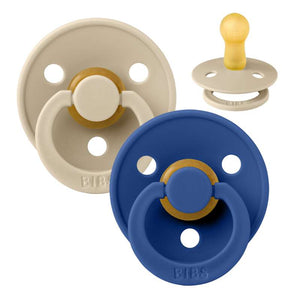 Bibs Rund Colour Napp - 2-Pack - strl. 2 - naturgummi - Vanilj/Blåklint 