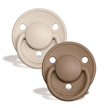BIBS Rund De Lux napp - 2-pack - Onesize - Silikon - Vanilla/Dark Oak 