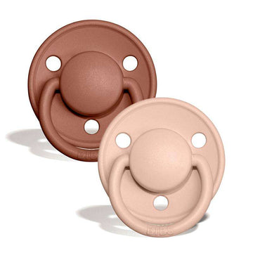 BIBS Rund De Lux Sut - 2-Pak - Onesize - Silikone - Woodchuck/Blush