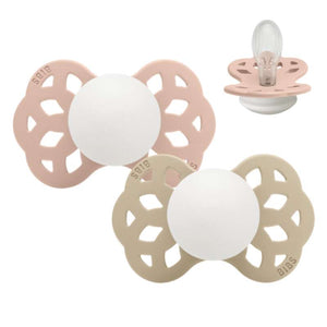 BIBS Symmetrisk Infinity Sut - 2-Pack - strl. 2 - Silikon - GLOW - Blush/Vanilj 