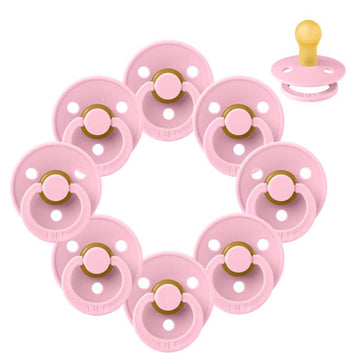 Bibs Rund Colour Napp - bundle - 8 st. - strl. 1 - Baby Pink 