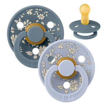 Bibs Rund Colour Napp - 2-Pack - strl. 2 - naturgummi - Liberty - Capel/Dusty Blue Mix 