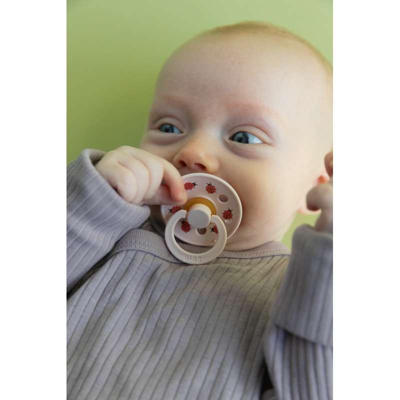 BIBS Rund Colour Napp - Strl. 1 - Naturgummi - Ladybug Studio - Petal