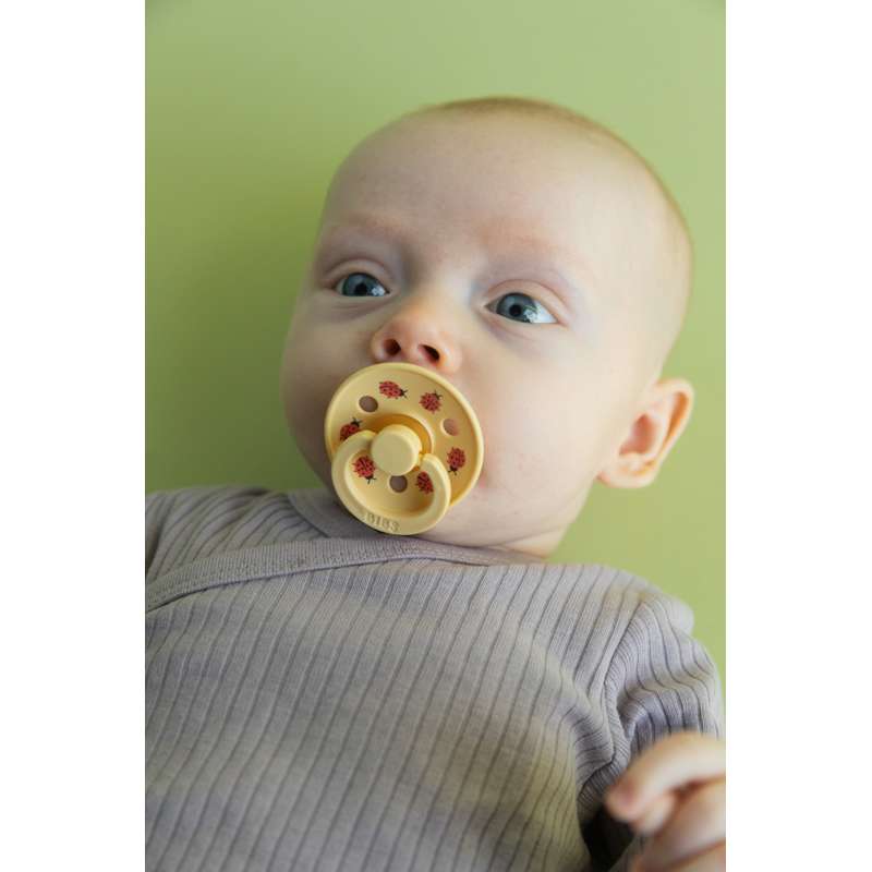 BIBS Rund Colour Napp - Str. 1 - Naturgummi - Ladybug Studio - Pale Butter