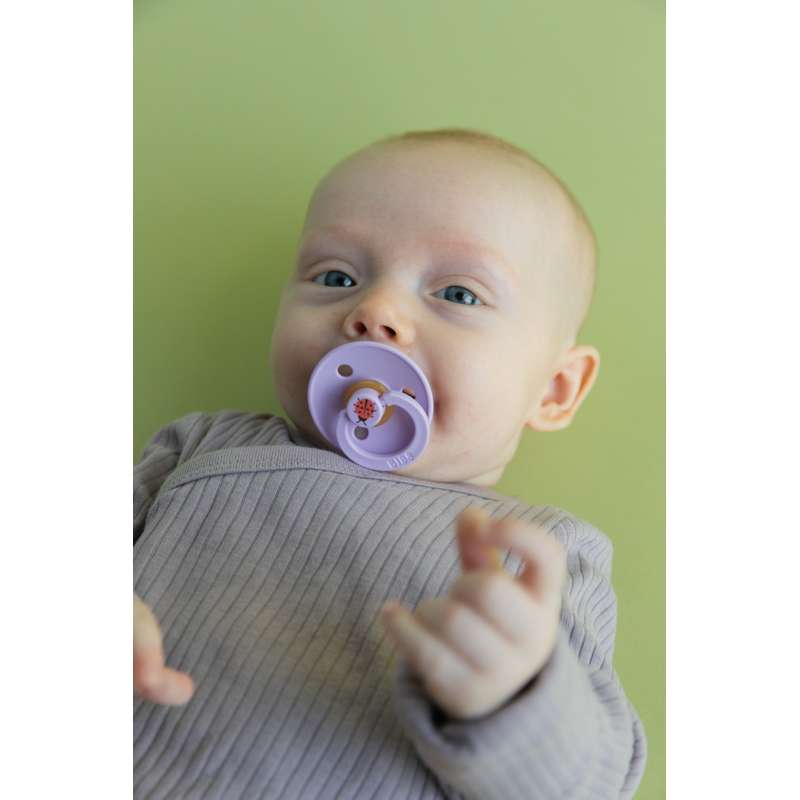 BIBS Rund Colour Napp - Str. 1 - Naturgummi - Ladybug Studio - Violet Sky