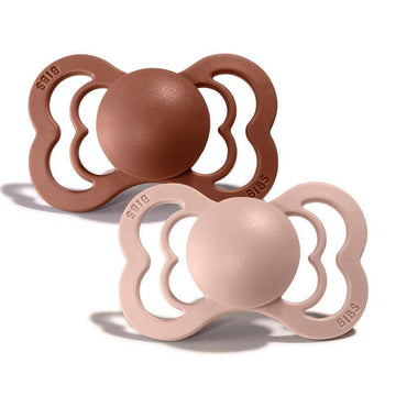 BIBS Symmetrisk Supreme napp - 2-Pack - strl. 1 - naturgummi - Woodchuck/Blush 