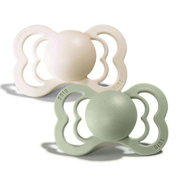 BIBS Symmetrisk Supreme napp - 2-pack - strl. 1 - Silikon - Ivory/Sage 