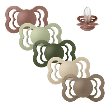 BIBS Symmetrisk Supreme Napp - Sampack - 5 st. - Str. 2 - Green and Terracotta