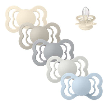 BIBS Symmetrisk Supreme Napp - Sampack - 5 st. - Str. 2 - Soft and Clear