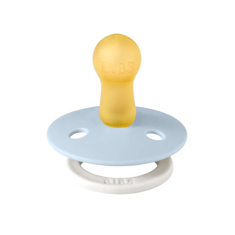 Bibs Rund Colour Napp - strl. 2 - naturgummi - GLOW - Baby Blue 