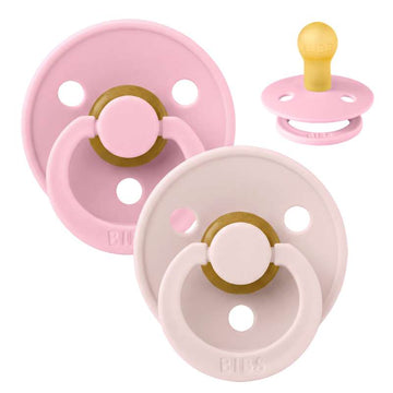 BIBS Rund Colour Sut - 2-Pak - Str. 1 - Naturgummi - Petal/Baby Pink