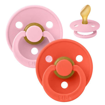 BIBS Anatomisk Colour Sut - 2-Pak - Str. 2 - Naturgummi - Baby Pink/Tango