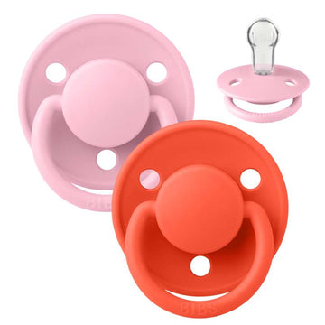 BIBS Rund De Lux Sut - 2-Pak - Onesize - Silikone - Baby Pink/Tango