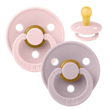 Bibs Rund Colour Napp - 2-Pack - strl. 1 - naturgummi - Blossom/Dov Lila 
