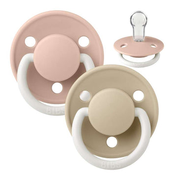 BIBS Rund De Lux Napp - 2-Pack - Onesize - Silikon - GLOW - Blush/Vanilla