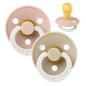 Bibs Rund Colour Napp - 2-Pack - strl. 3 - naturgummi - GLOW - Blush/Vanilj 