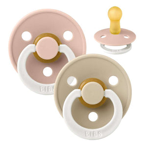 Bibs Rund Colour Napp - 2-Pack - strl. 2 - naturgummi - GLOW - Blush/Vanilla 