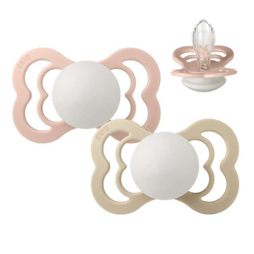 BIBS Symmetrisk Supreme Napp - 2-Pack - Str. 2 - Silikon - GLOW - Blush/Vanilla