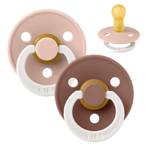 Bibs Rund Colour Napp - 2-Pack - strl. 2 - naturgummi - GLOW - Blush/Woodchuck 
