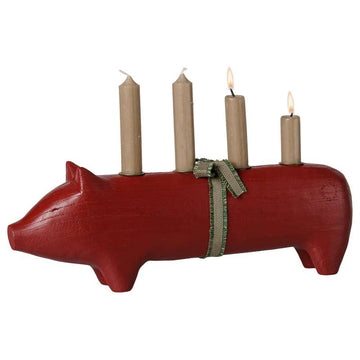 Maileg Träljusstake - Gris - Advent Stor - Röd