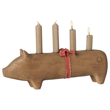 Maileg Träljusstake - Gris - Advent Stor - Natur
