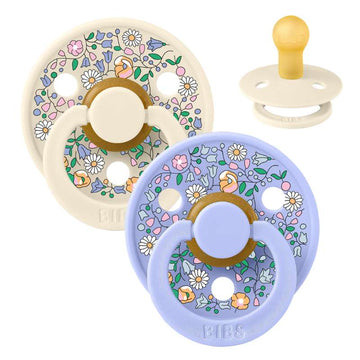 BIBS Rund färg napp - 2-pack - strl. 1 - naturgummi - Liberty - Chloe Meadow/Ivory Mix 