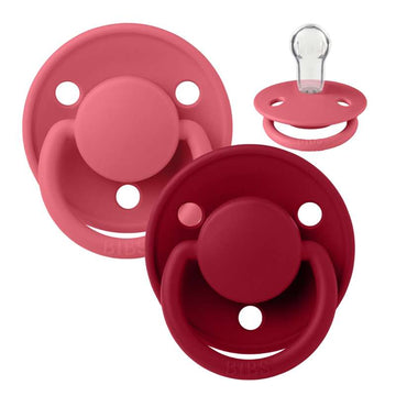 BIBS Rund De Lux Napp - 2-Pack - Onesize - Silikon - Coral/Ruby