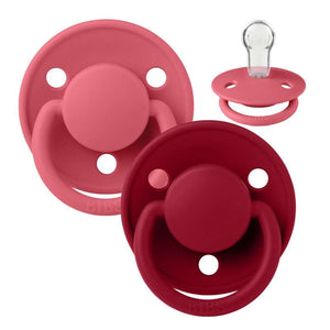 BIBS Rund De Lux Napp - 2-Pack - Onesize - Silikon - Coral/Ruby