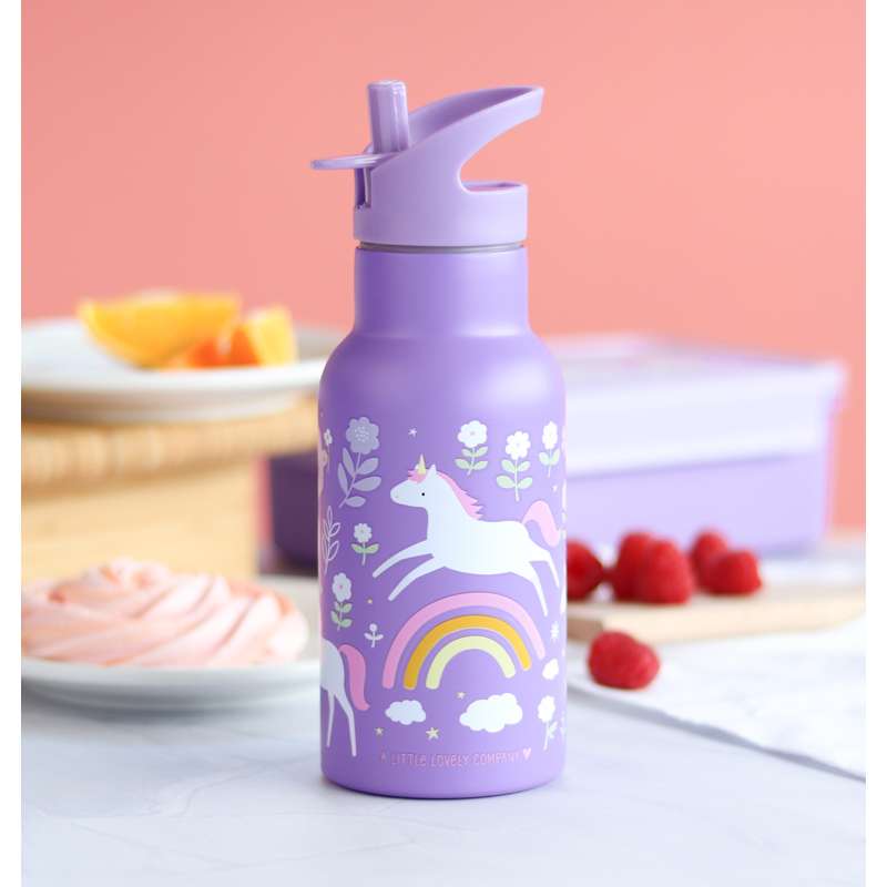 A Little Lovely Company Ståldrickkeflaska - 350ml - Unicorn Drömmar 