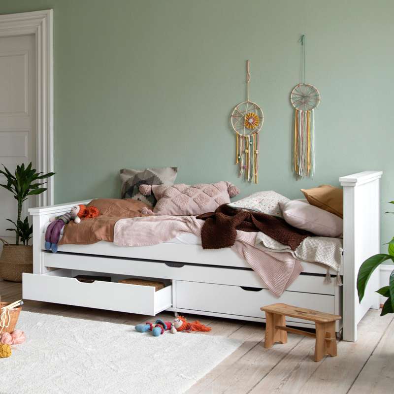 Hoppekids MAJA DELUXE - Juniorsäng - 1 Hög och 1 Mellan Gavel - 90x200cm - Vit 