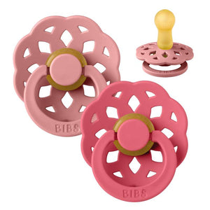 BIBS Rund Boheme Napp - 2-Pack - Str. 2 - Naturgummi - Dusty Pink/Coral