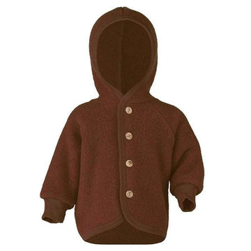 Engel Natur Babyjacka - Ullfleece med huva - Kanelmelange 