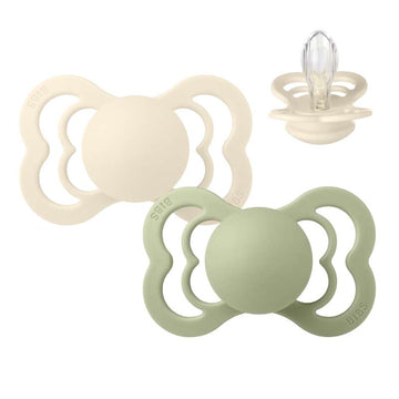 BIBS Symmetrisk Supreme Napp - 2-Pack - Strl. 2 - Silikon - Ivory/Sage