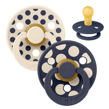 BIBS Rund Colour Sut - 2-Pak - Str. 1 - Naturgummi - Mix Polka Studio - Ivory/Deep Space