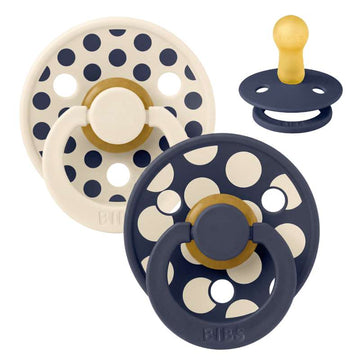 BIBS Rund Colour Sut - 2-Pak - Str. 2 - Naturgummi - Mix Polka Studio - Ivory/Deep Space