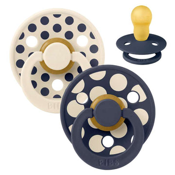 BIBS Rund Colour Sut - 2-Pak - Str. 3 - Naturgummi - Mix Polka Studio - Ivory/Deep Space