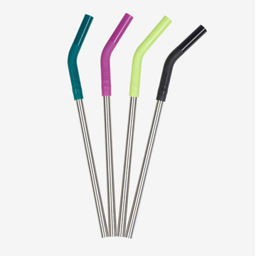 Klean Kanteen Sugrör i Rostfritt Stål m. Silikonspets - 4-Pack - 8mm - Flera färger 
