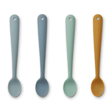 Liewood Siv Blöda Babyskedar - 4-pack - Silikon - Blå Multi Mix 