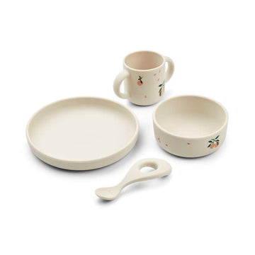 Liewood Vivi Baby Matset - 4 delar - Silikon - Peach/Sea Shell Mix 