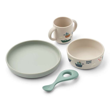 Liewood Vivi Baby Matset - 4 delar - Silikon - Sailing/Sandy 