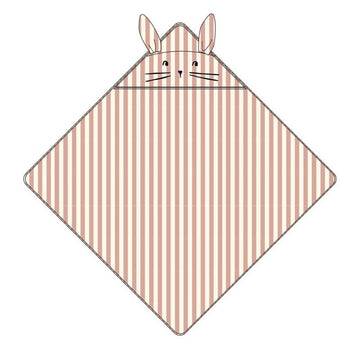 Liewood Albert Badhandduk m. Huva - Coral Blush/Creme de la Creme Rand 