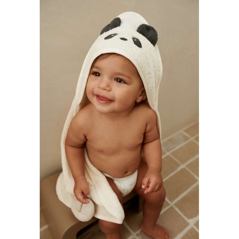 Liewood Albert Badhandduk m. Huva - Baby - Panda/Creme De La Creme