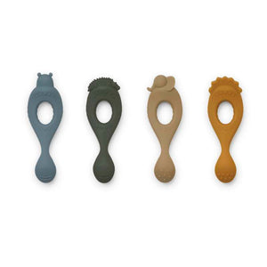 Liewood Liva Blöde Babyskedar - 4-pack - Silikon - Safari/Blå Multi Mix 