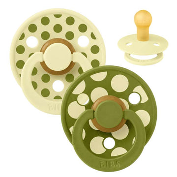 BIBS Rund Colour Sut - 2-Pak - Str. 1 - Naturgummi - Mix Polka Studio - Luna/Wasabi