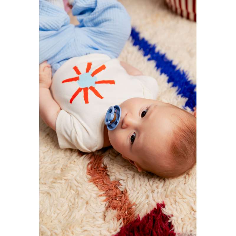 BIBS Rund Colour Napp - Strl. 2 - Naturgummi - Block Studio - Sky Blue