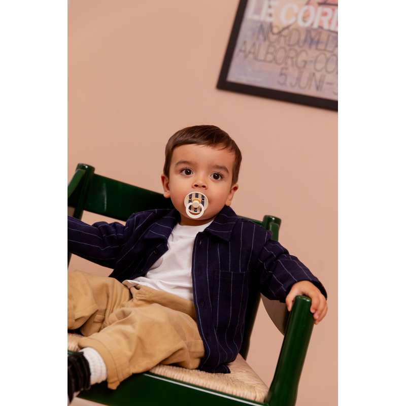 BIBS Rund Colour Napp - Str. 2 - Naturgummi - Block Studio - Steel Blue