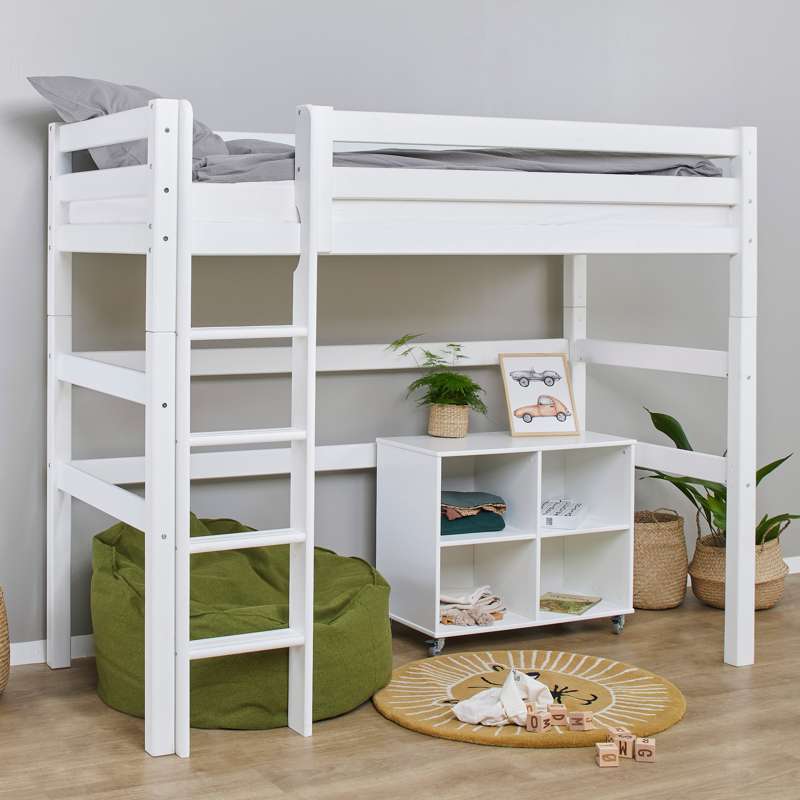 Hoppekids ECO Luxury - Loftsäng - 90x200 cm. - Flexibel inläggsbotten - Vit 
