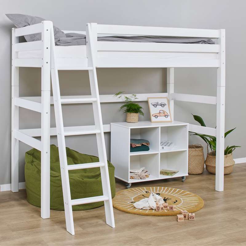 Hoppekids ECO Luxury - Loftsäng - 90x200 cm. - Snedstig - Vit 