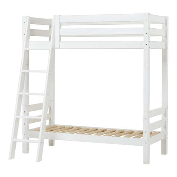 Hoppekids ECO Luxury - Hög Våningssäng - 70x160 cm. - Sned Stege - Vit 
